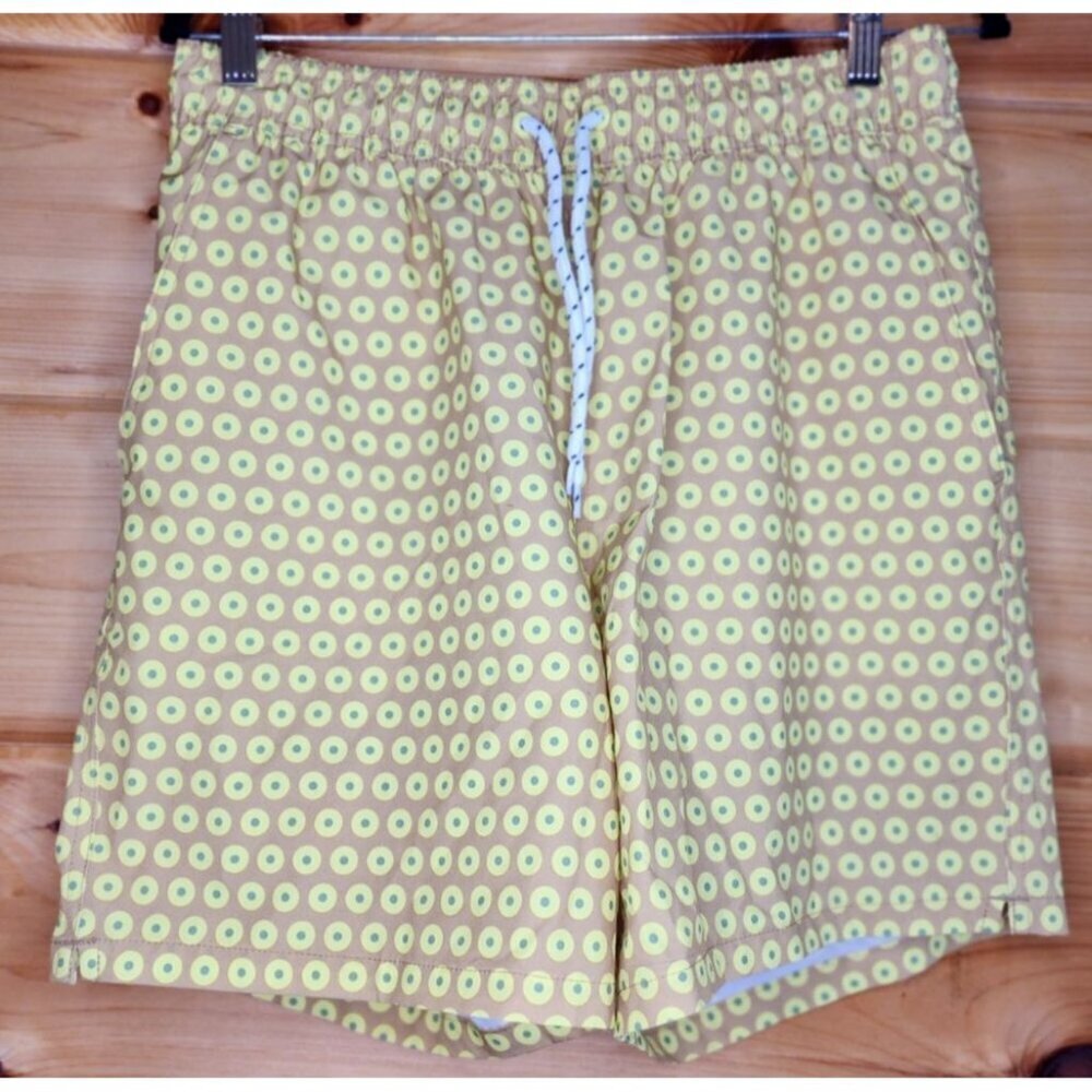 George Men's All Guy 7" Inseam Swim Trunks Shorts Lemonade Swim Size M (32/34)